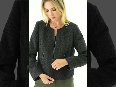 Veste inspiration couture imprimé léopard noir et gris | Elora