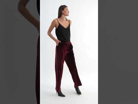Pantalon de costume en velours bordeaux | Elora