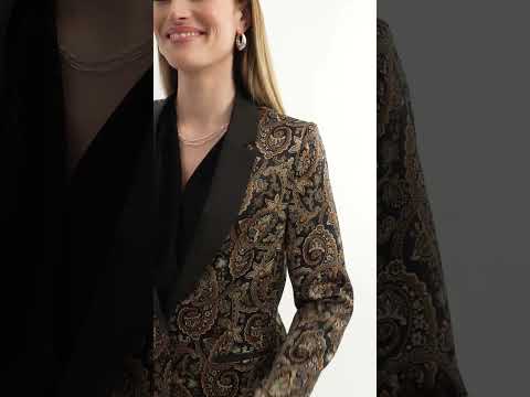 Veste tailleur imprimé baroque noir et beige | Elora