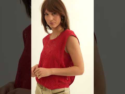 Pull façon dentelle rouge | Elora