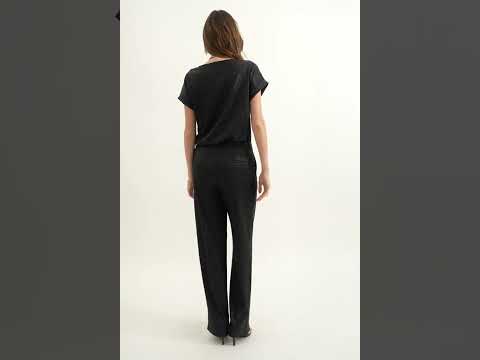 Pantalon effet métallisé noir | Elora