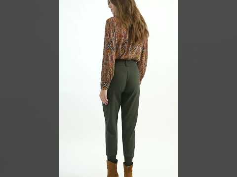 Pantalon esprit néo|jogging coloris kaki | Elora