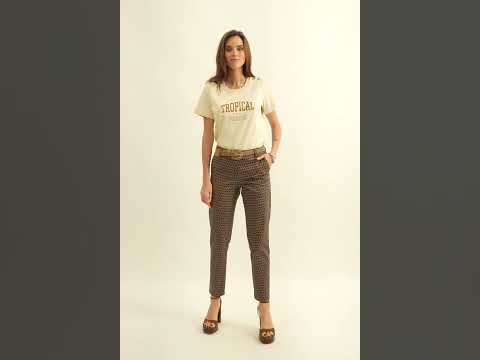 Pantalon cigarette imprimé bleu | Elora