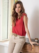 Pull façon dentelle rouge | Elora
