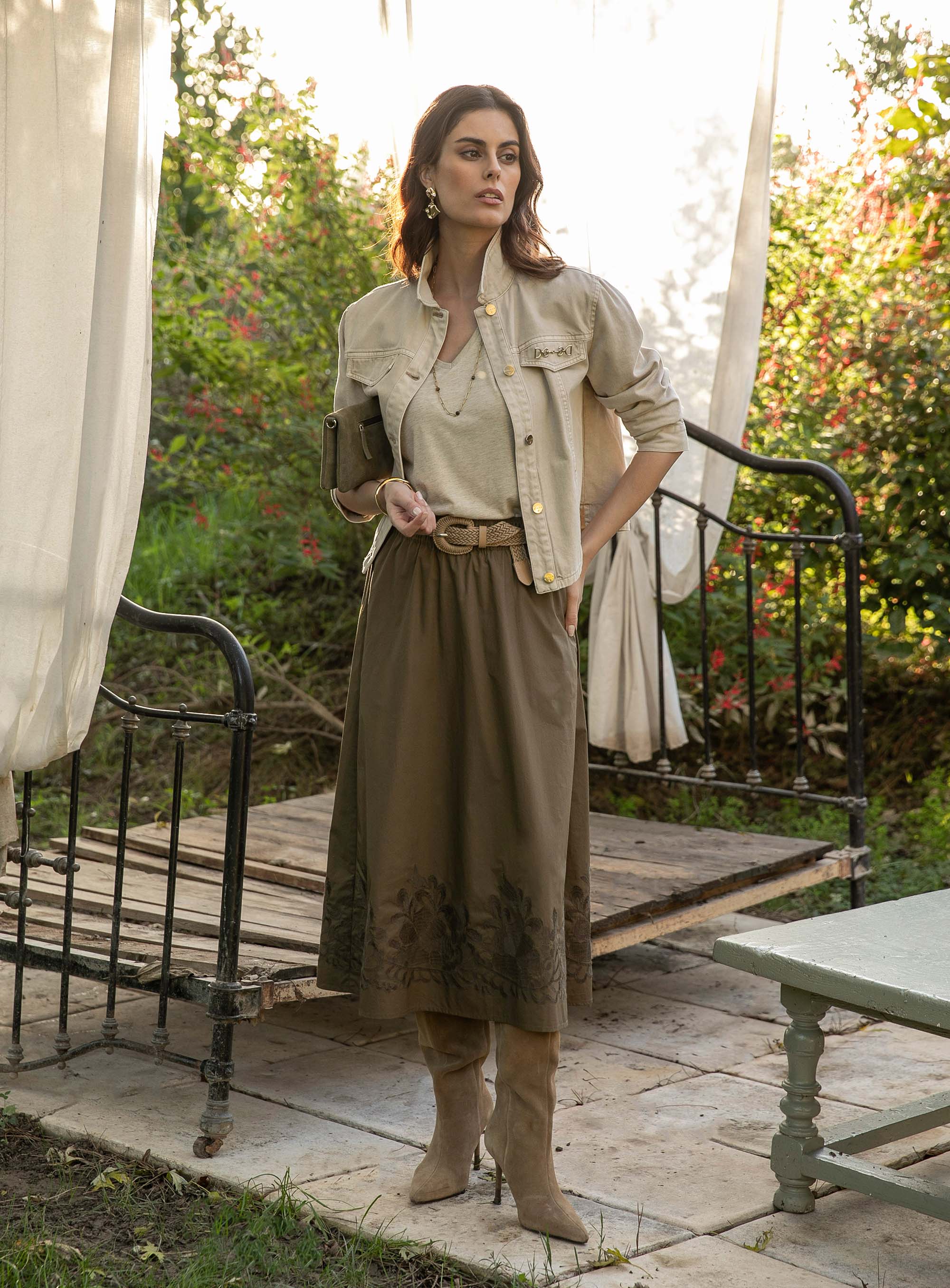 Jupe corolle olive | Elora