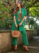 Pantalon évasé vert | Elora