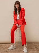 Pantalon tailleur infroissable orange | Elora