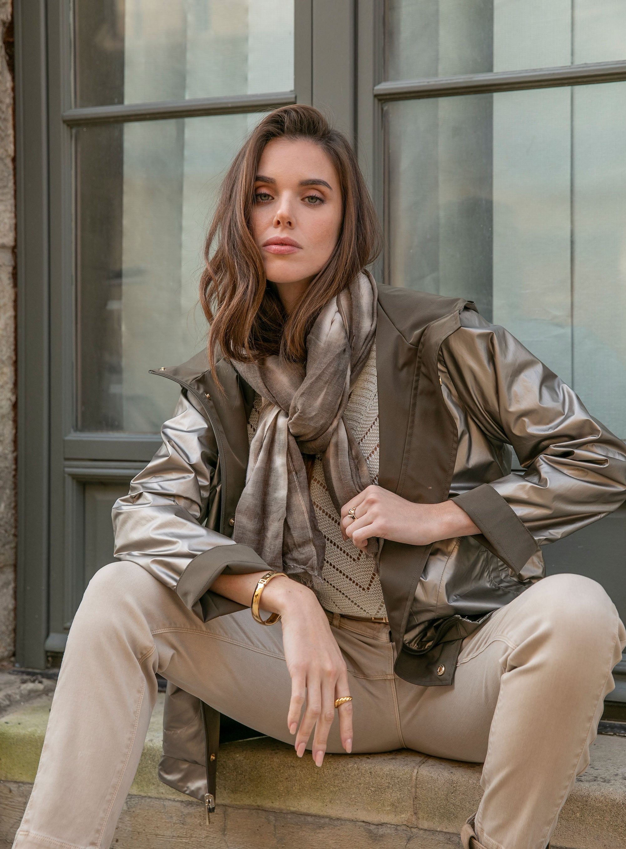 Chèche imprimé olive | Elora